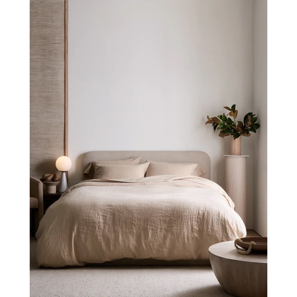 Quince European Linen Duvet Cover Set Latte Full/Queen New With Tags